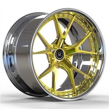 Fit Untuk Ford Charge 5x115 2-PC 6061-T6 Aluminium Rims Polish Barrel + Gold Disc 19 Dan 20 Inci